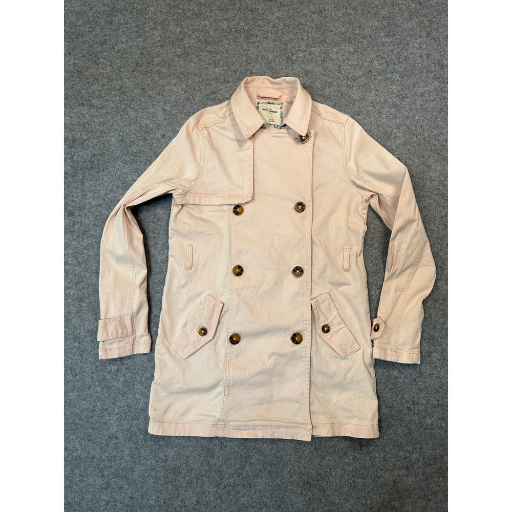 Abercrombie Kids Trench Coat 15/16 Pink Double Breasted‎ Cotton Jacket